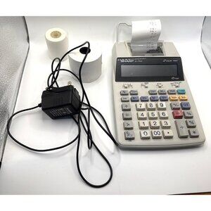 Sharp EL1750V Printing Calculator with AC Adapter plus  2 Rolls Of Paper Works